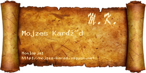 Mojzes Karád névjegykártya